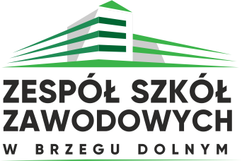 Zdjęcie, na którym widoczny jest zielony dach szkoły. Pod nim nazwa szkoły.
